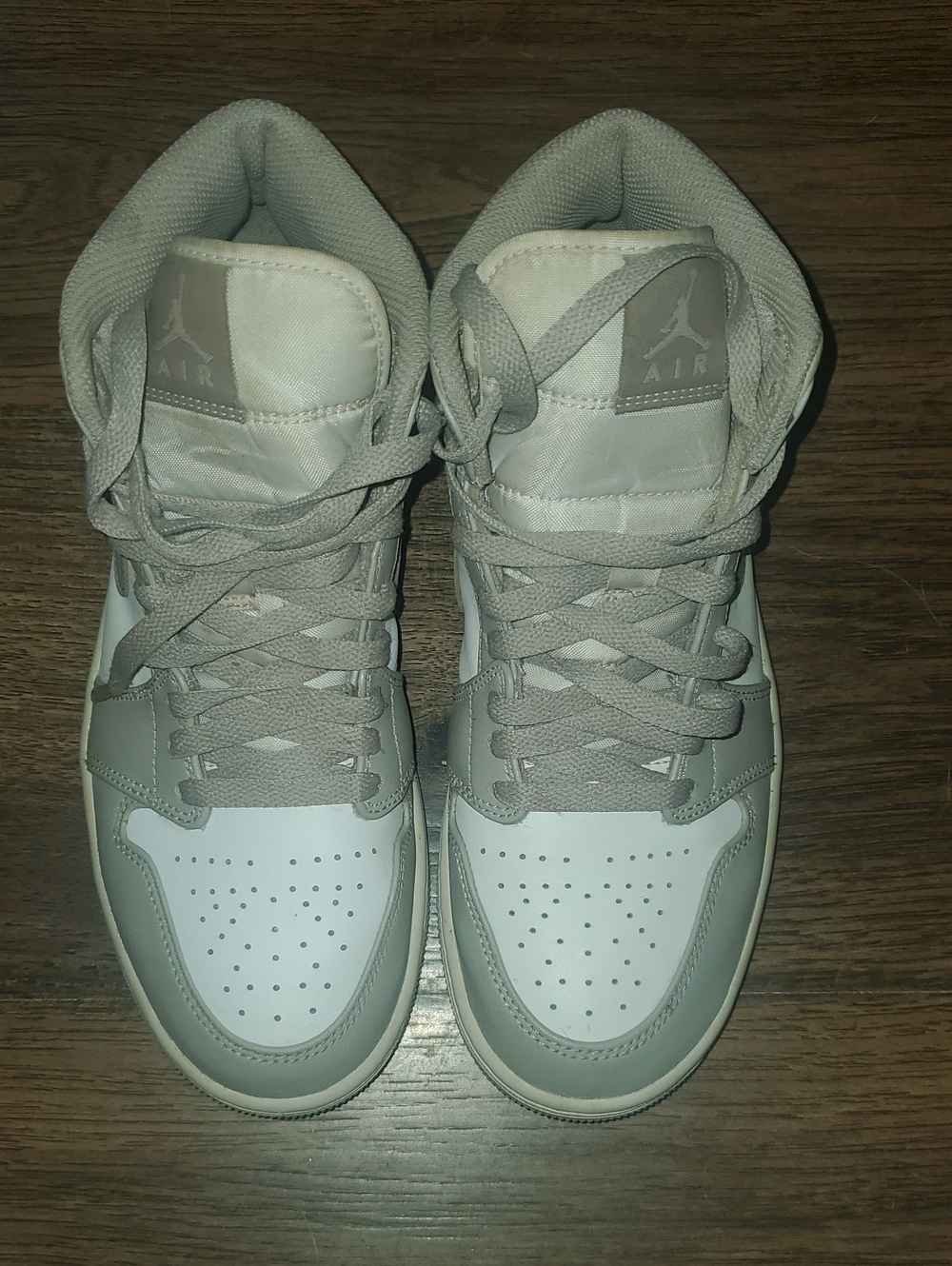 Jordan-Nike Mid-Top Sneakers in Light Gray and White